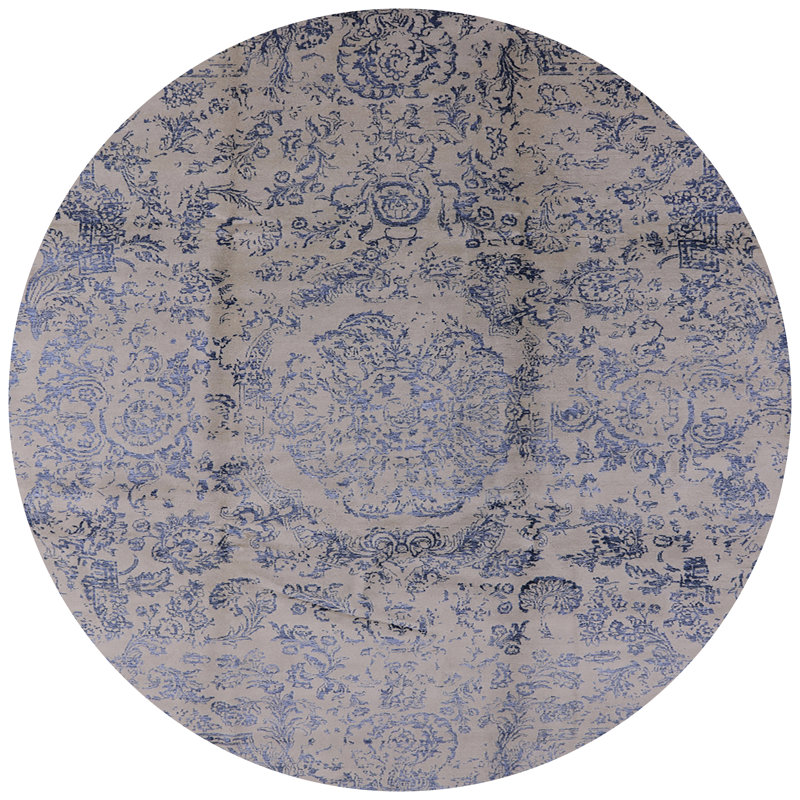 Tapis oriental taupe / bleu Hunziker, Rond 8 pi