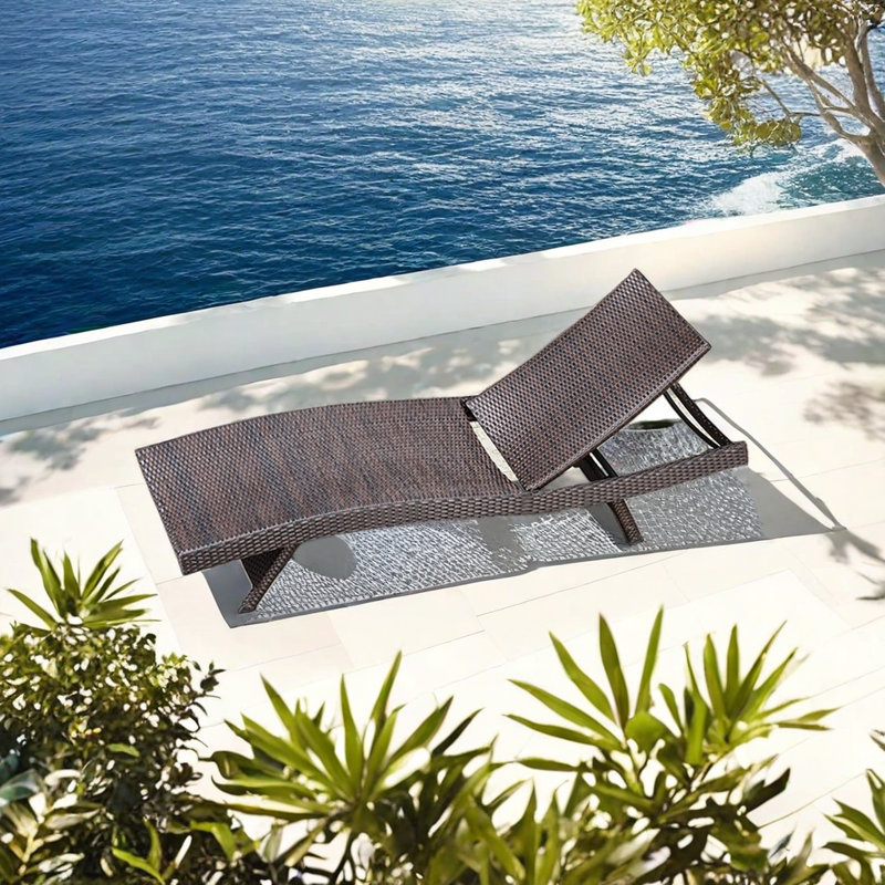 Hurayth Outdoor Wicker Chaise Lounge