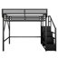Lit mezzanine double en métal compact avec rangement, conception moderne pour les adolescents