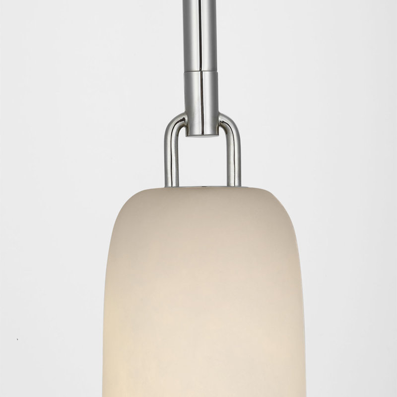 Kelly Wearstler Formosa Single Pendant with Alabaster, Polished Nickel, 56" H x 3.25" W x 3.25" D