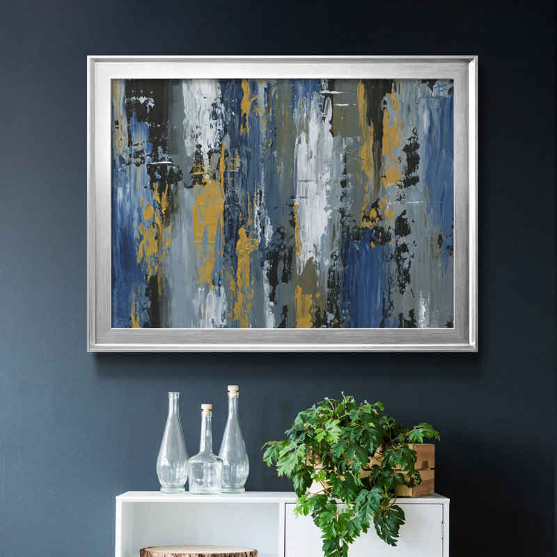 Toile abstraite encadrée de qualité supérieure - prête à être accrochée, H 18,5 po x l 24,5 po x P 1 po, Cadre argenté