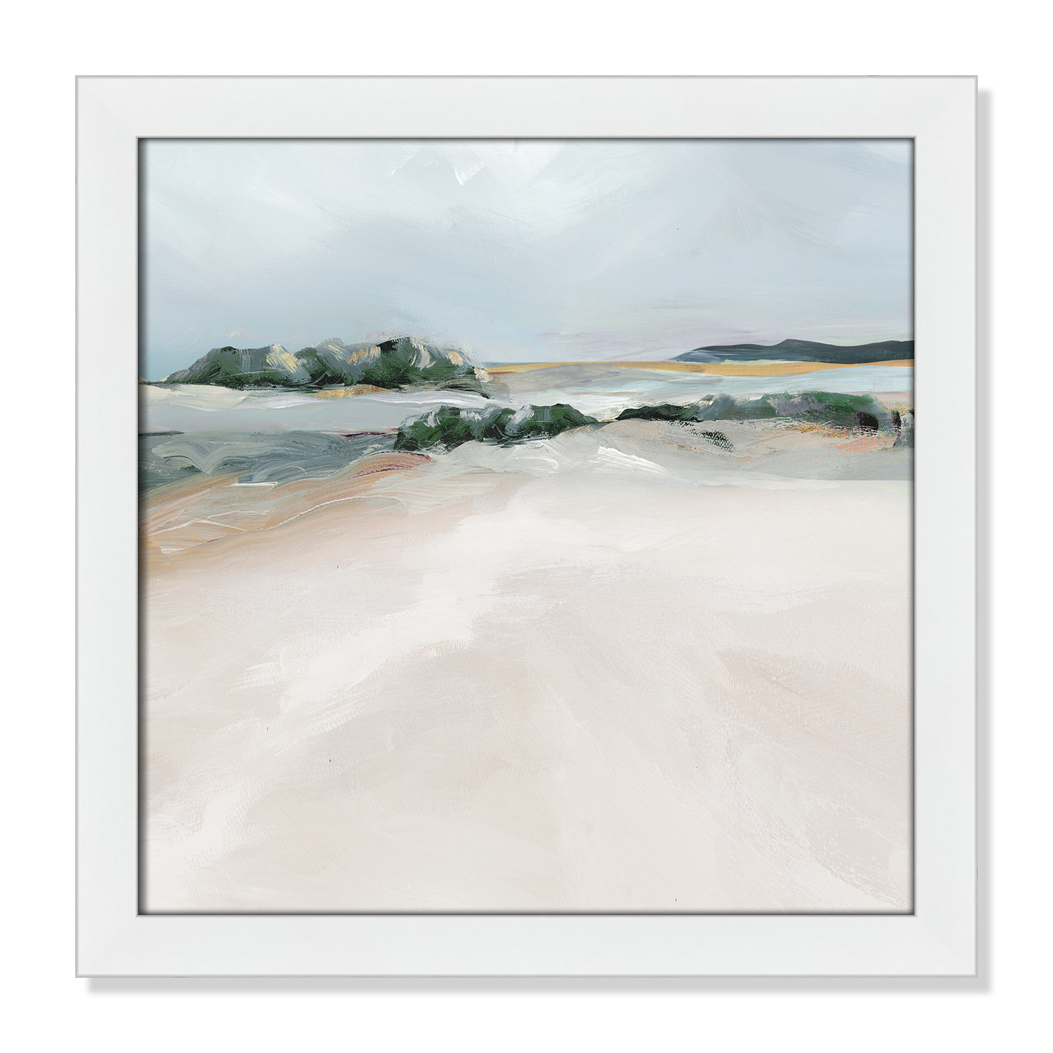 Anelis "Shimmering Path" Painting, 18" H x 18" W x 1.12" D, White Framed