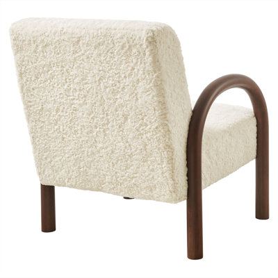 Lunet Faux Shearling Accent Armchair In Ecru