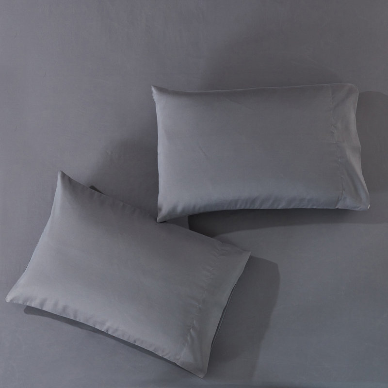 Ensemble d'édredon réversible en satin Zadie, Édredon grand et 7 pièces supplémentaires, Gris foncé