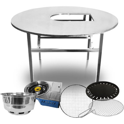Ensemble de grande table d'extérieur pliable 43,5 "X 30" pour barbecue coréen tout-en-un (gaz et charbon)