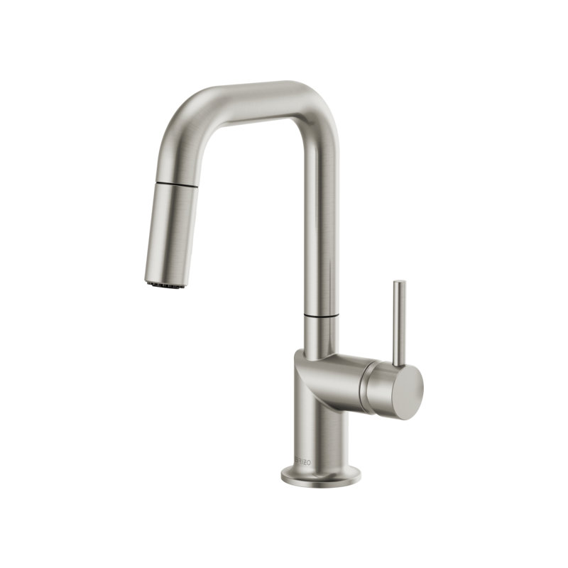 Odin® Pull-Down Prep Faucet with Square Spout, Stainless, Lever