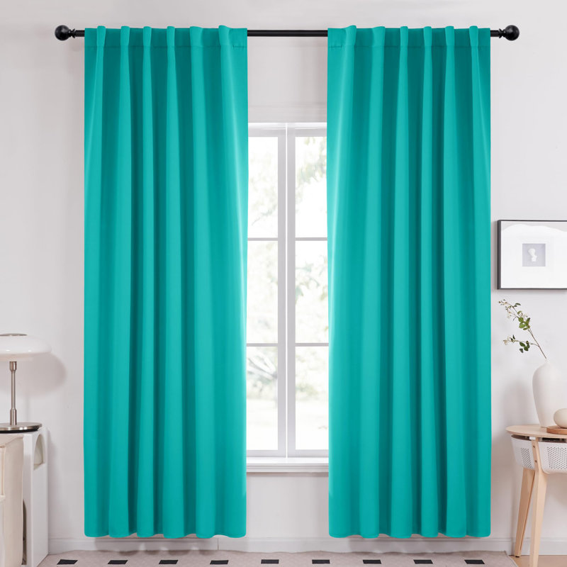 Darlington Room Darkening Curtain Pair, 52" W x 108" L, Turquoise