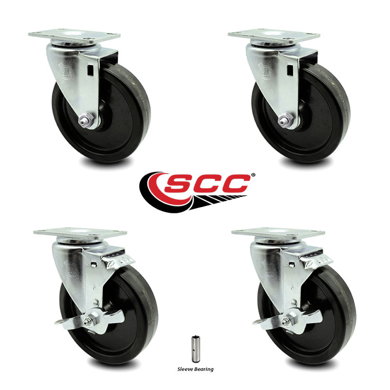 4 Piece Phenolic Wheel Caster Set