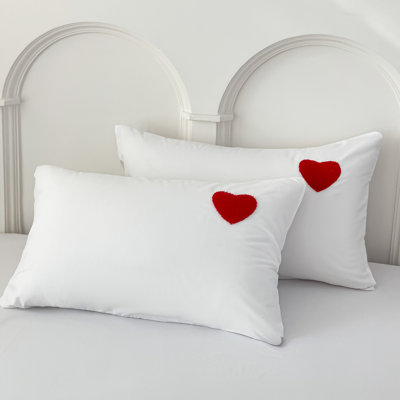 Heart Tufted Embroidered Duvet Cover Set with Pillowcases(No Filling), Soft Microfiber Bedding Set, White ComforterCover, Mother’s Day
