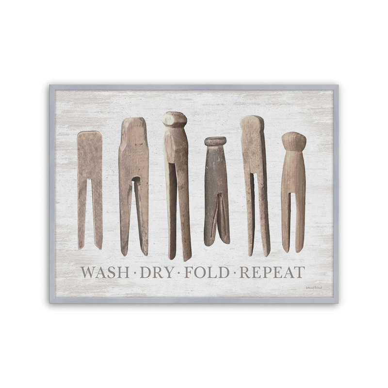Affiche artistique « Heirloom Laundry Steps » par lettered & lined, Silver, 32 W x 24 H, Framed Print