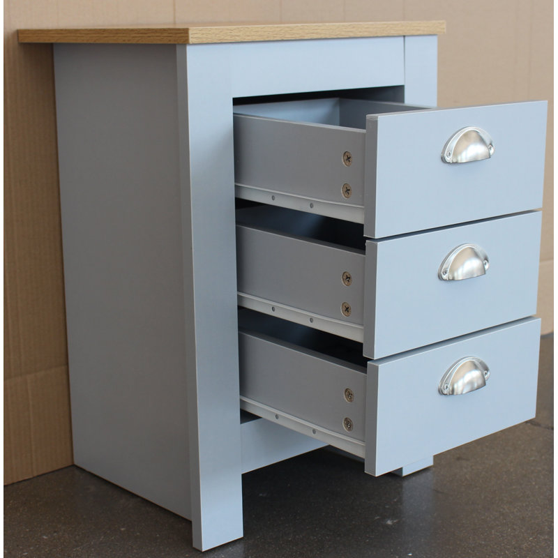Natthan 40cm W Bedside Table, Grey/Oak
