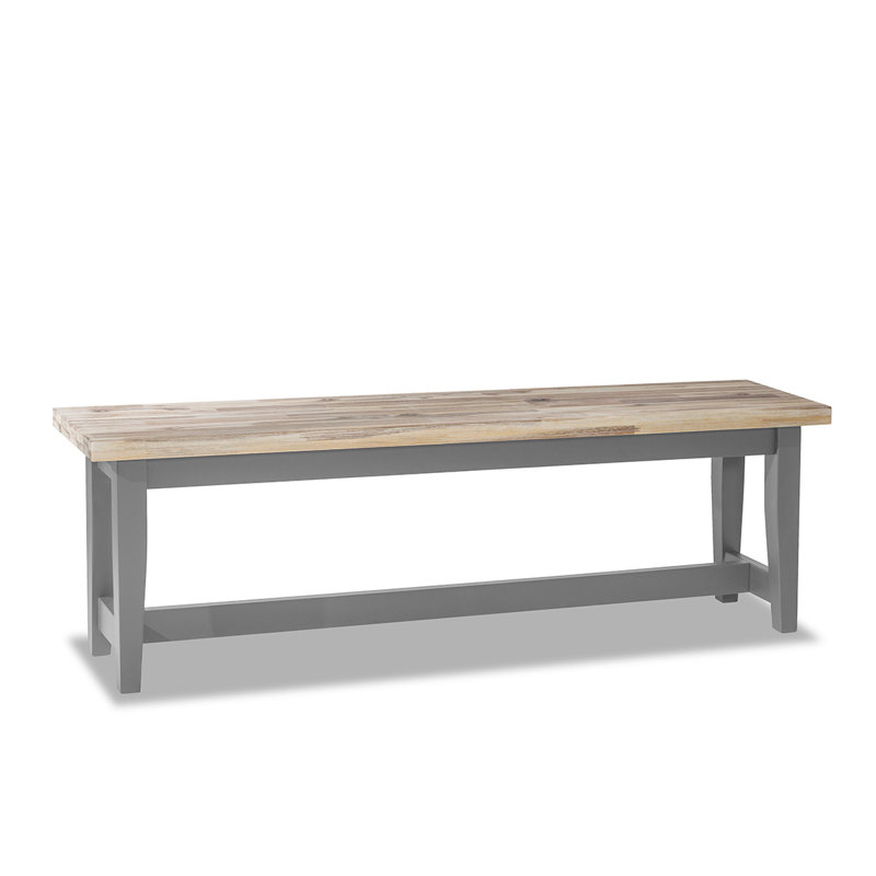 Doria Solid Wood Bench, Dove Grey, H44.8 x W140 x D32cm