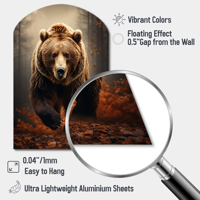 Ours sauvage majestueux ours I - décoration murale en métal, forme asymétrique, H 43 po x l 33 po