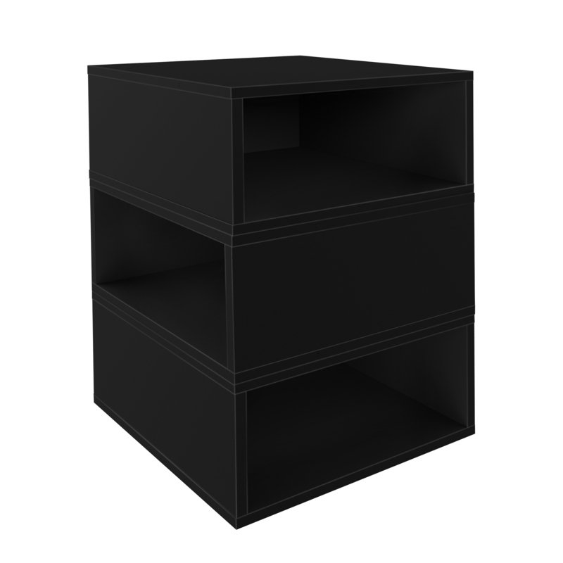Niche Cubo Wood Stackable Storage Bookcase Shelf Organizer Cube, Black, (3 Shelves) 19.5" H x 13" W x 13" D