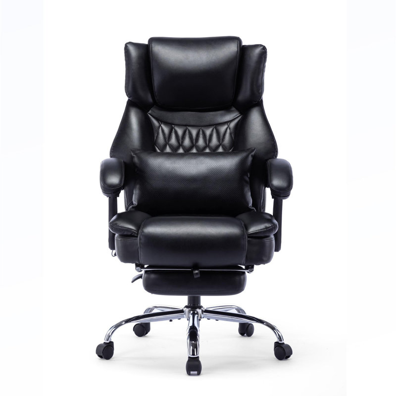 High Back Massage Reclining Office Chair With Footrest, Home Office Executive Computer Desk Chair With Massaging Lumbar Cushion, Adjustable Angle, Breathable Thick Padding For Comfort
