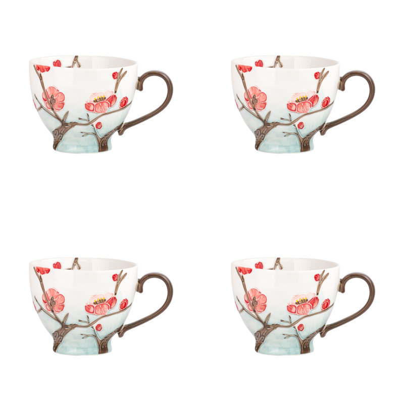 10 grandes tasses 10 pétales de luxe Street, ensemble de 4, Red