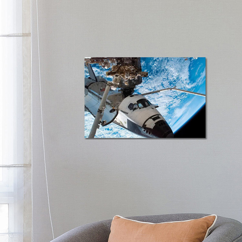 Space Shuttle Endeavour Docked To The Destiny Laboratory Of The International Space Station by Stocktrek Images - Wrapped Canvas Print