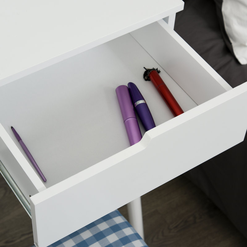 Ensemble de coiffeuse avec miroir et tabouret, Blanc / blanc