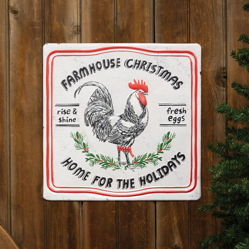 Plaque de Noël campagnarde en métal vieilli