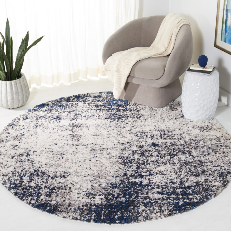 Mertens Abstract Machine Woven Area Rug , Round 6'7"