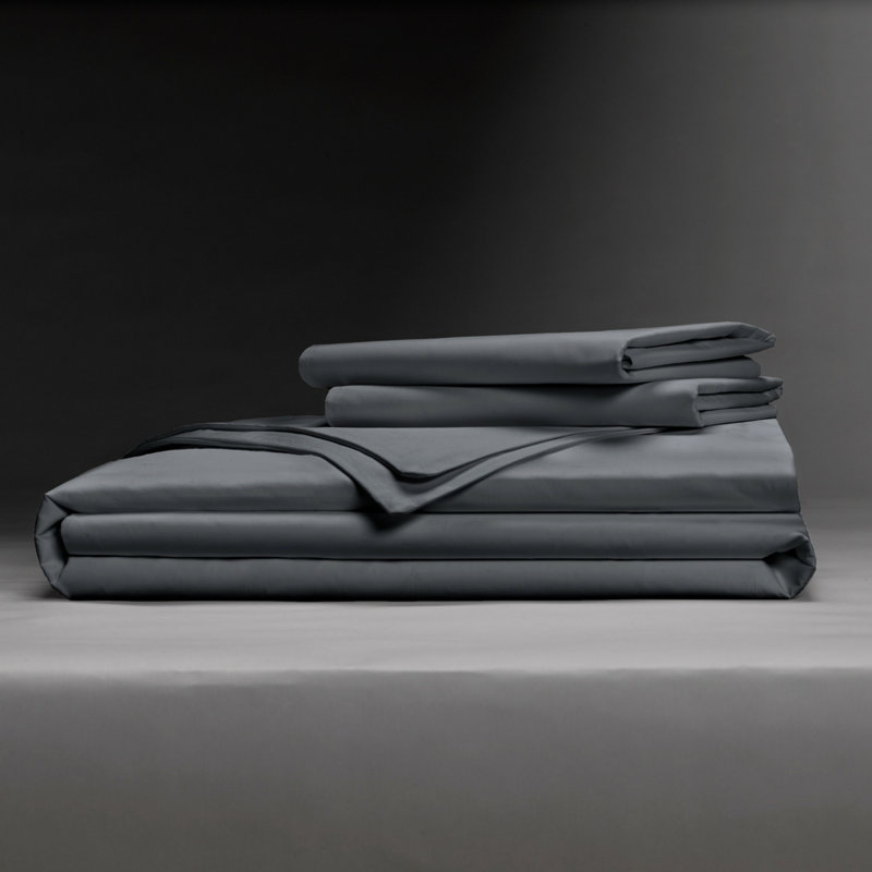 Cotton Baffle Box Stitch Comforter, King Comforter + 9 Additional Pieces, Charcoal