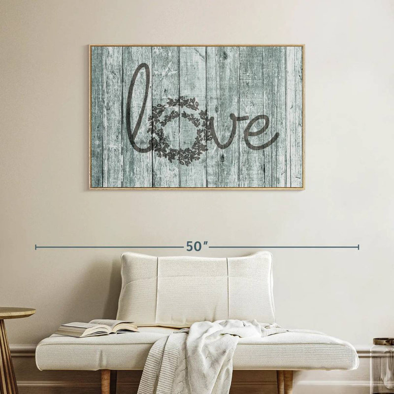 Amour en bois, typographie, Cadre flottant en bois naturel, 40 po x 27 po