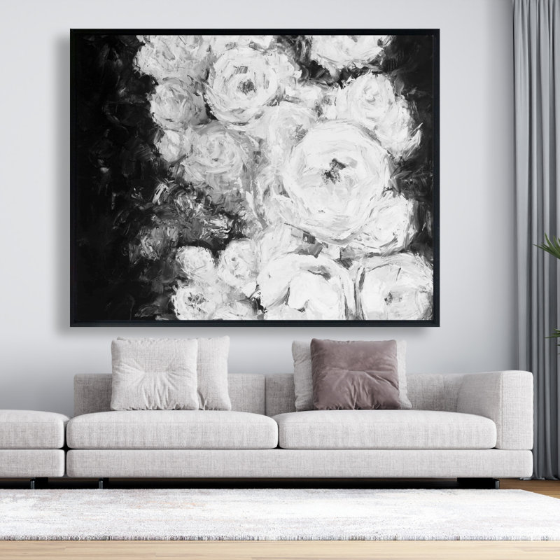 Monochrome Rose Garden Print On Canvas
