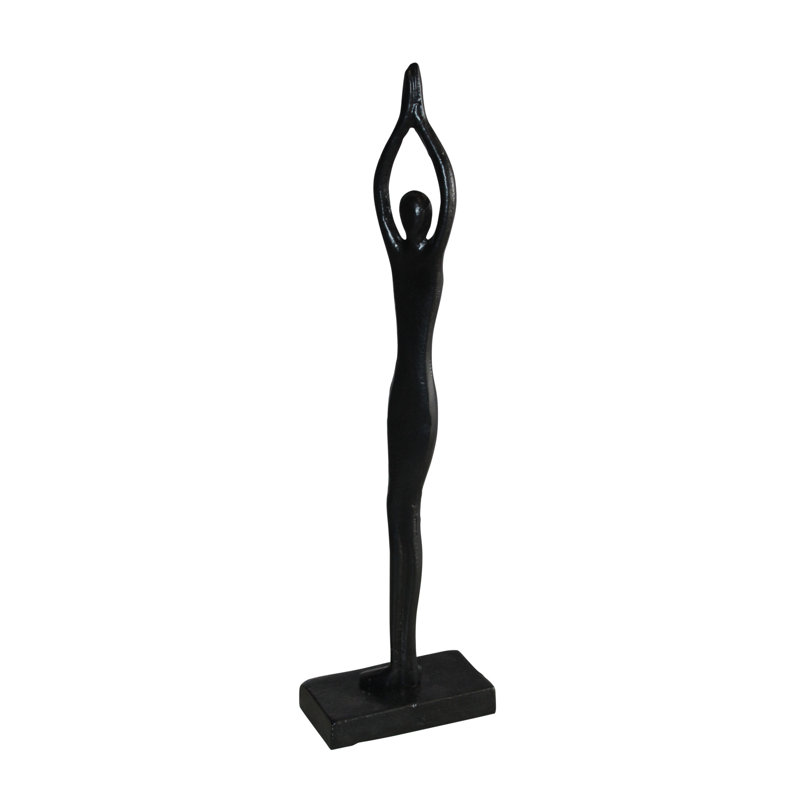 Statue de fille de yoga en aluminium noire Collection Nifao Serenity