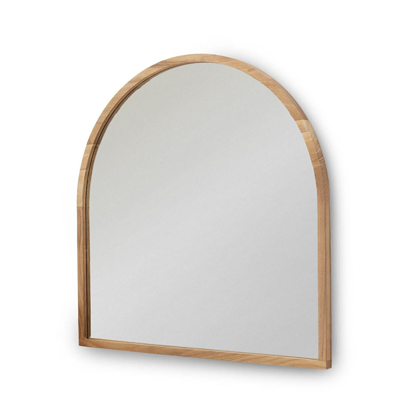Miroir arqué en bois naturel 28 po x 28 po