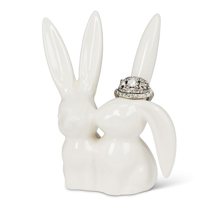 Paire de porte-bagues lapins