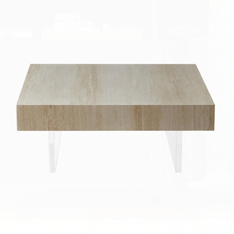 Square Faux Travertine Pattern Coffee Table