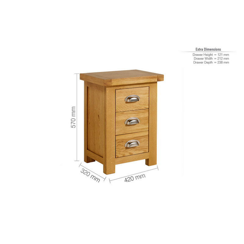 Hagberg 3 Drawer Bedside Table