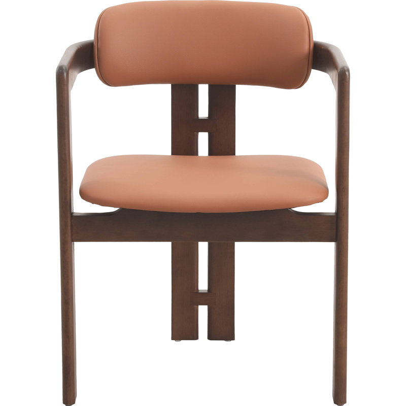 Fauteuil de salle à manger en cuir végétalien Cowles, Ensemble de 2, Noyer noir