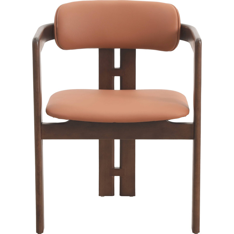 Fauteuil de salle à manger en cuir végétalien Cowles, Simple, Noyer / taupe