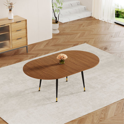 Table de salle à manger extensible en noyer, table de cuisine moderne extensible en MDF avec pieds en métal robustes pour la salle à manger, peut accueillir 6 à 10 personnes