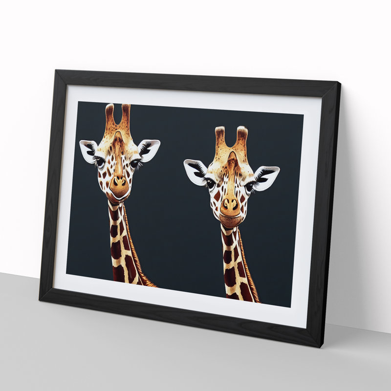 Two Giraffes Vol.2 - Framed Print, Black Framed, 34cm H x 46cm W x 2cm D