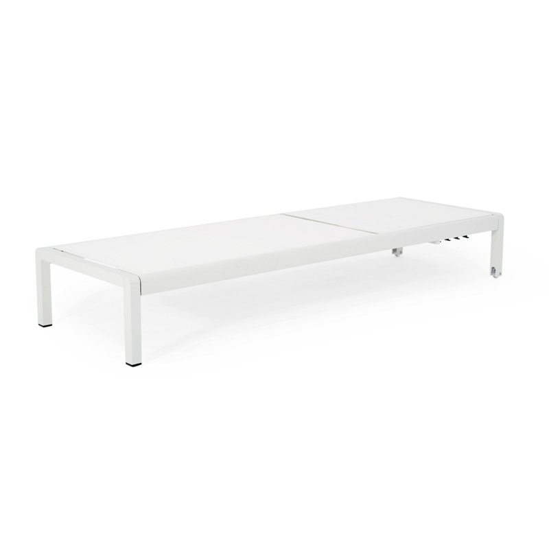 Caggiano Outdoor Metal Chaise Lounge, White, 1