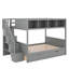 Lit simple superposé au dessus d'un lit double avec tablettes, escalier de rangement et 2 tiroirs-839726966