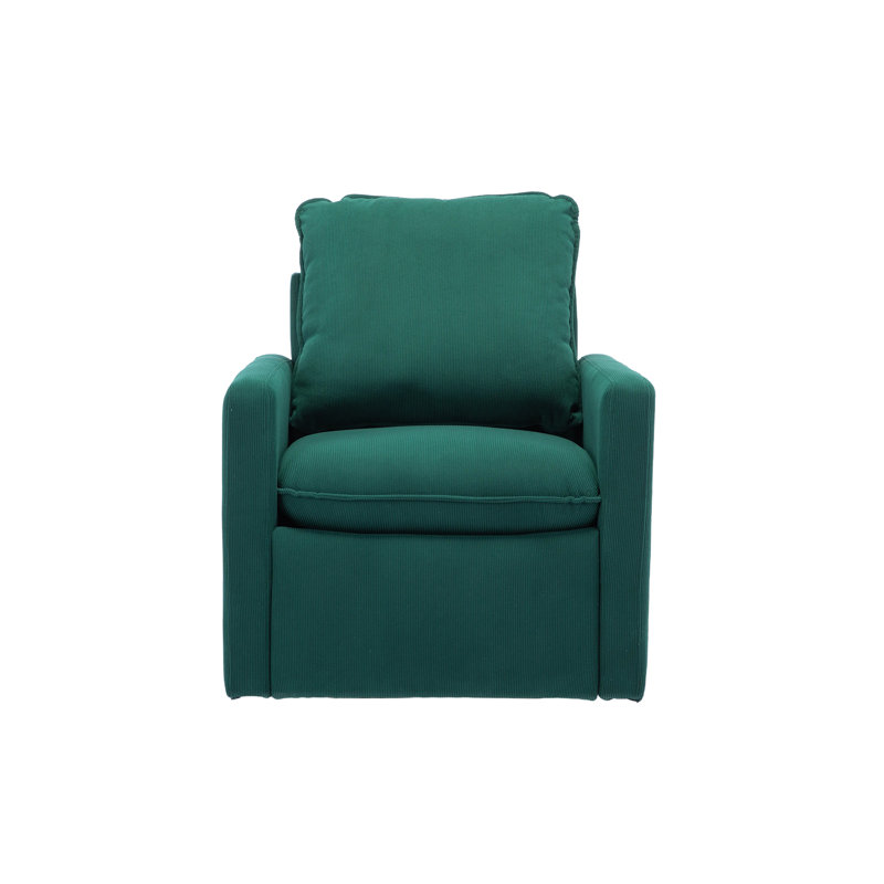 Fauteuil d'appoint pivotant rond Shetter, Velours émeraude