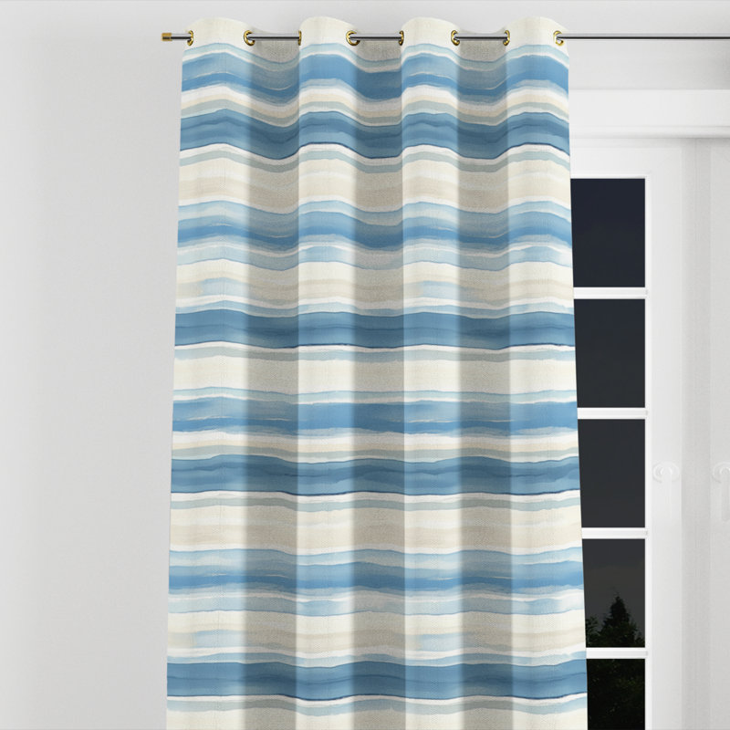 Rideaux en velours Modern - Rideau rayé Calm Horizon - 1 panneau, L 52 po x L 120 po, Œillets dorés