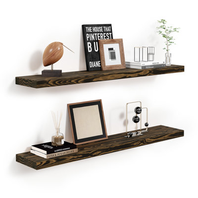 Tablettes flottantes en bois de pin massif 2 pièces Jorgensen pour décoration murale, cuisine, salle de bain, espace de travail, épais