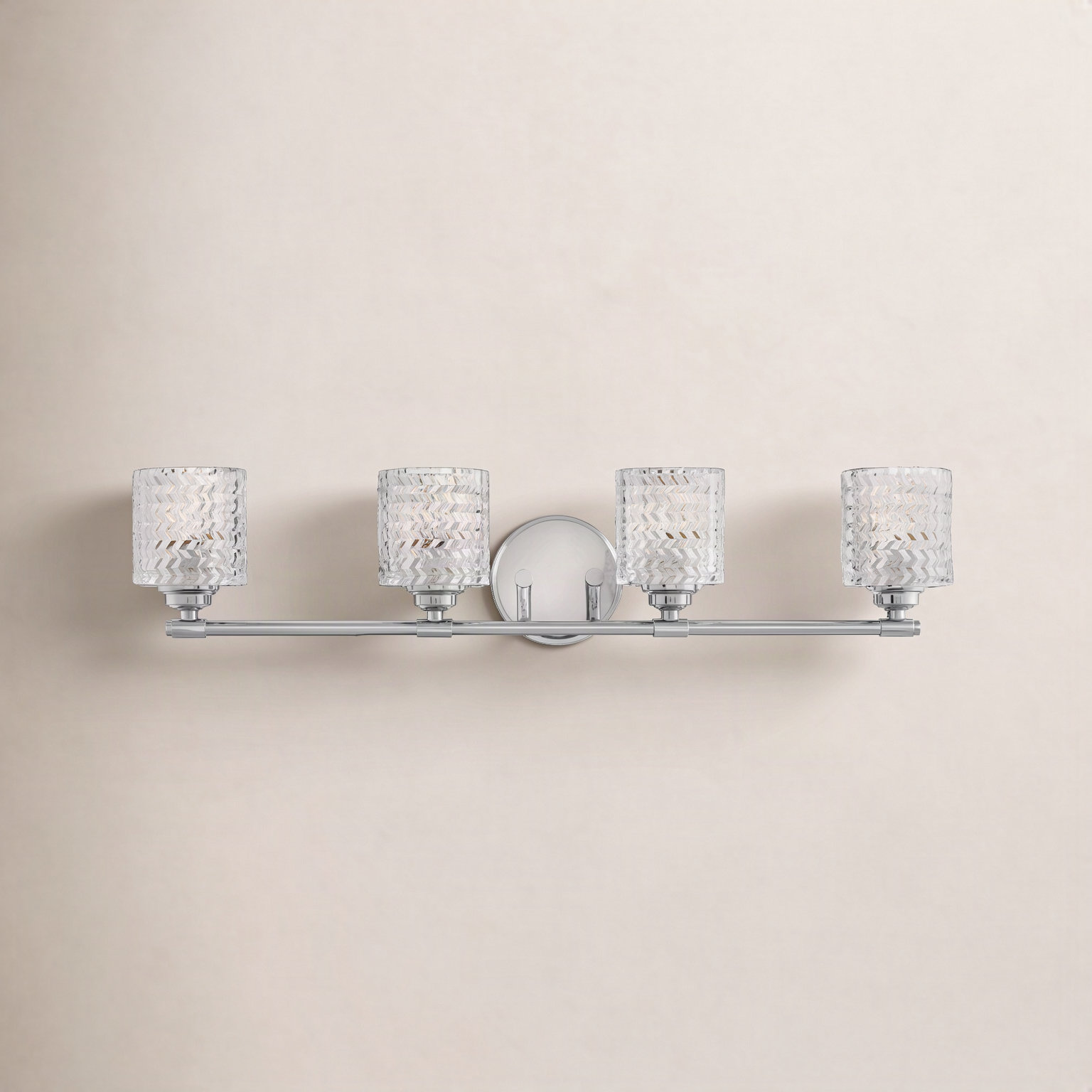 Adley 4 Light Frosted Dimmable Vanity Light, Chrome