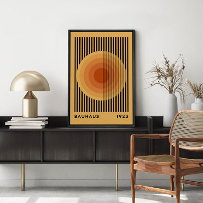 Abstract Vibrant Color Blocks " Mid-Century Bauhaus Orange Circle Shapes "