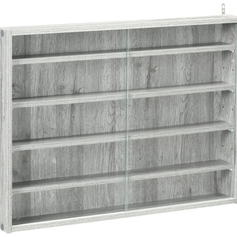 Vitrine grise avec tablettes réglables et 2 portes - Présentoirs à collectionner à 2 portes, idéales pour mettre en valeur