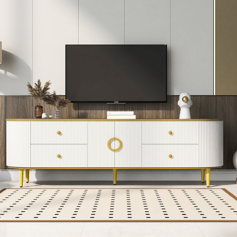 Crédence de rangement Nihira l 70,9 po, Blanc