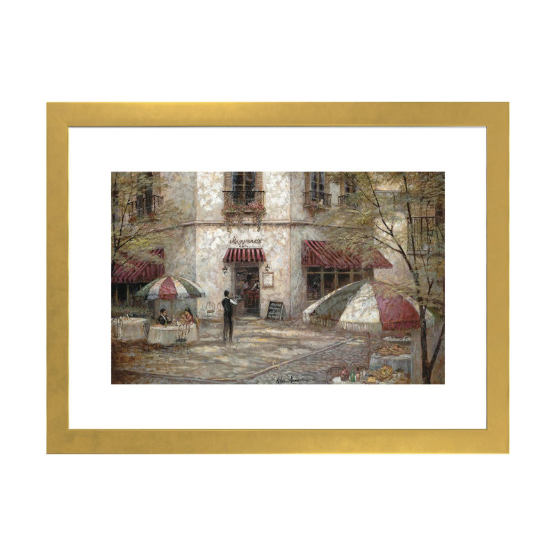 " Maggiano's " by Ruane Manning, 16" H x 24" W x 1" D, Gold Framed Paper, White