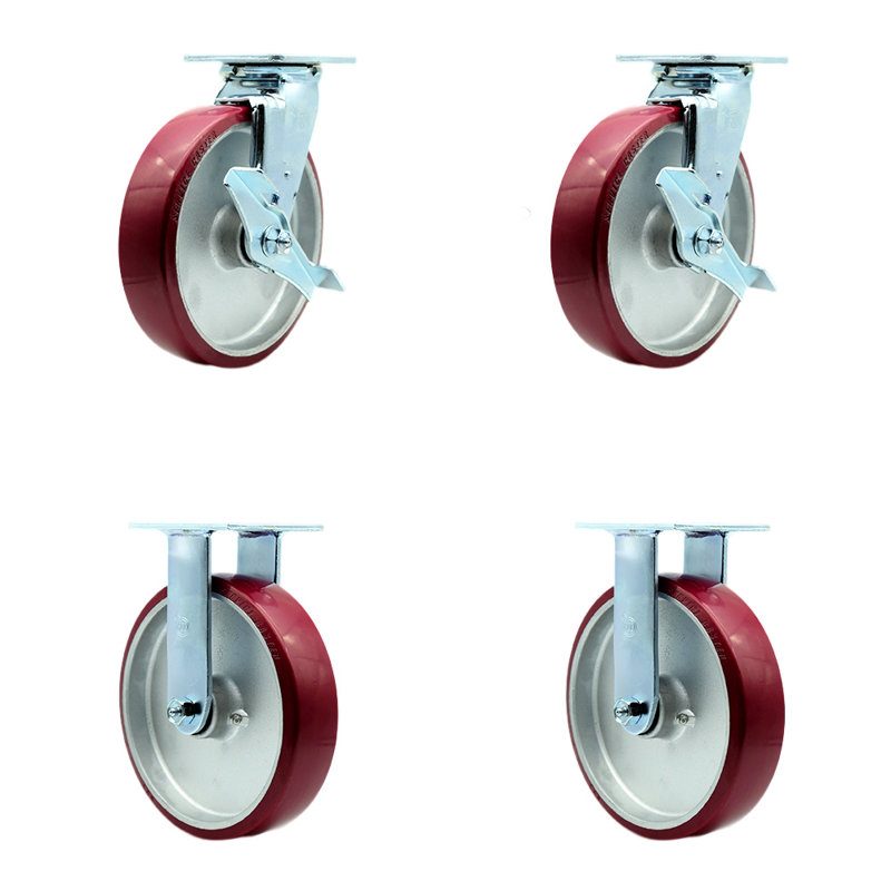 Ensemble de roulettes 4 pièces en poly sur aluminium