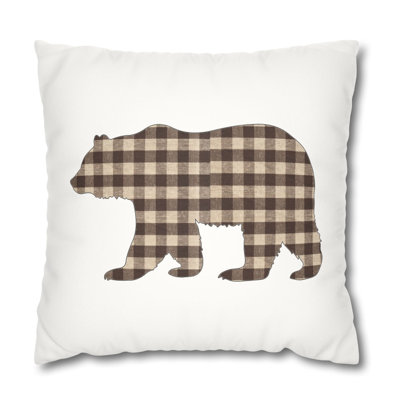 Buffalo Plaid Bear Pillow Cover Gingham Check Bear Silhouette Throw Pillow