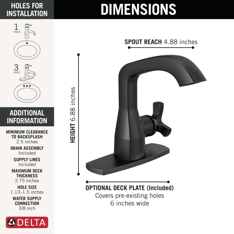 Single Handle Bathroom Faucet, Matte Black