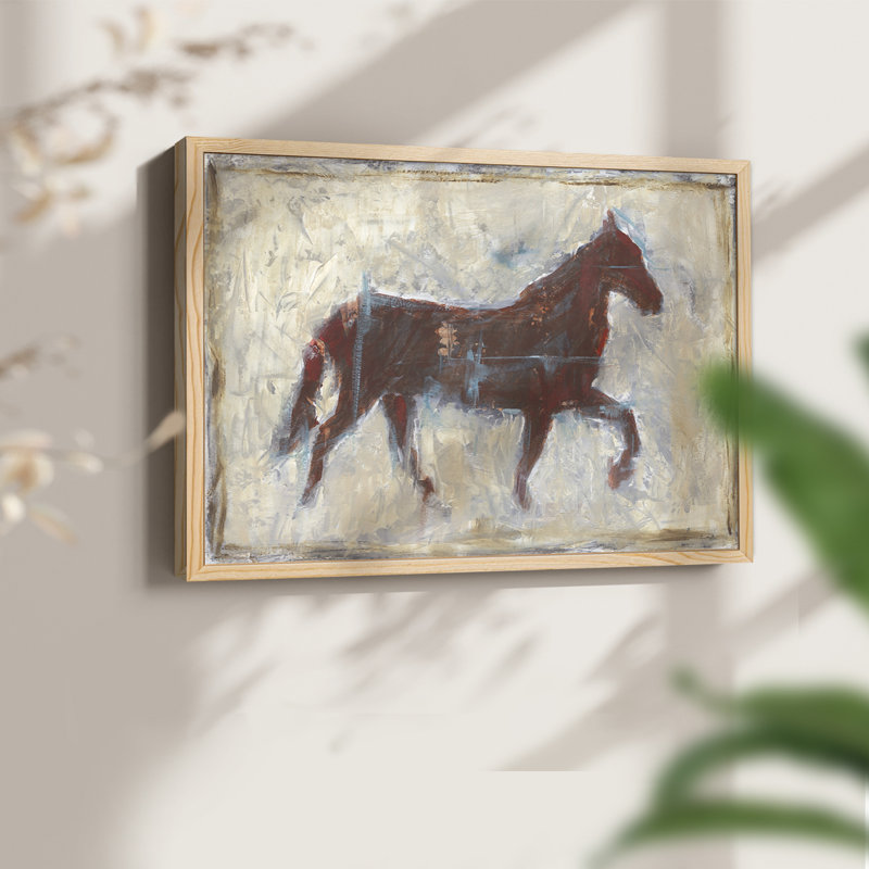 Iron Equine II - Reproduction encadrée - Restickable, H 22 po x l 28 po, Naturel